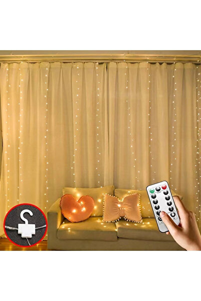 hediyeofisi Peri Telli Perde Led 3x3 Metre, Uzaktan Kumandalı, Usb'li, 8 Anim...