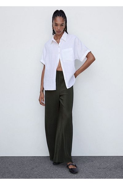 MANGO Woman Pleated Straight Trousers