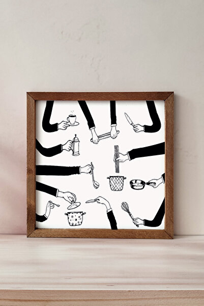 Tooall Hands Cooking, Table with Wooden Frame to Use for Kitchen, Kitchen