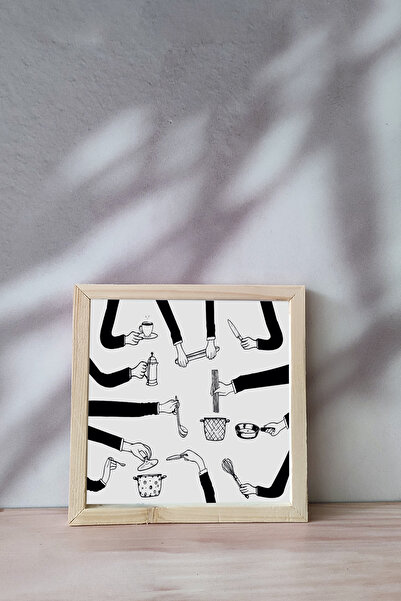 Tooall Hands Cooking, Table with Wooden Frame to Use for Kitchen, Kitchen