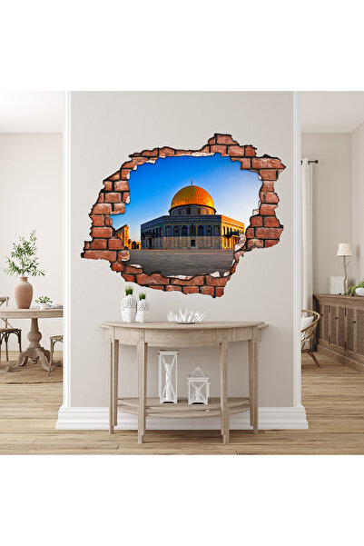 Sticker Sepetim Model de cărămidă spartă Moscheea Al-Aqsa, autocolant decorativ de perete tridimensional 3D Ierusalim