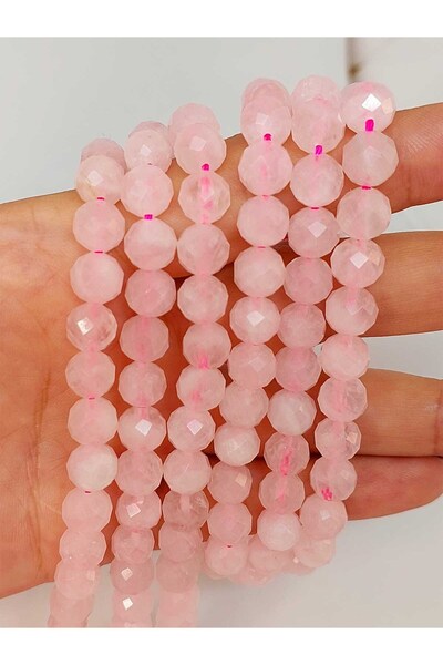 Quarter Array (9cm long!) Crystallized Light Pink Quartz Stone Facet Cut Quarter Array 8mm