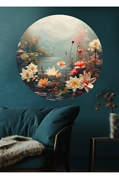 Sticker Sepetim Διακοσμητικό αυτοκόλλητο τοίχου με οβάλ λουλούδια