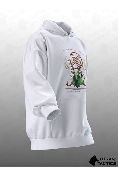TURAN TACTICS MYTHOLOGIC DEER PRINT OVERSIZE HOODIE (UNISEX)