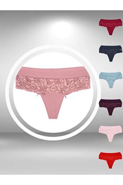 ŞahTan Pamuklu Beli Dantel Detaylı Yüksek Bel Büyük Beden Kadın Tanga Külot