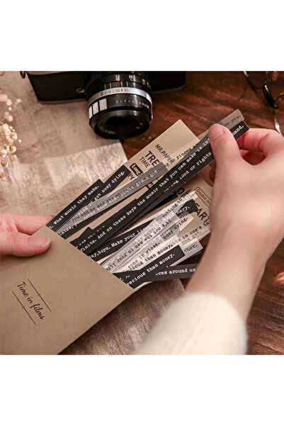 Onwize 40 Parça Scrapbook Journal Ingilizce Kelime Sticker Set- (Siyah- Seffaf )