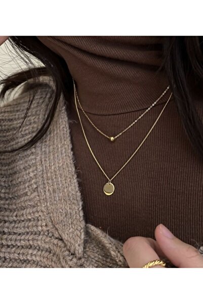 Fiamoss Kadın 2'li Altın Kaplama Zincir Kolye seti