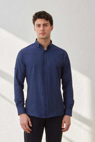 ZENFİNO Slim Fit Patterned Shambre Sports Men's Shirt