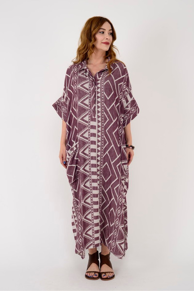 ZTO WOMEN AUTHENTIC PATTERNED SLIT DETAIL DRESS
