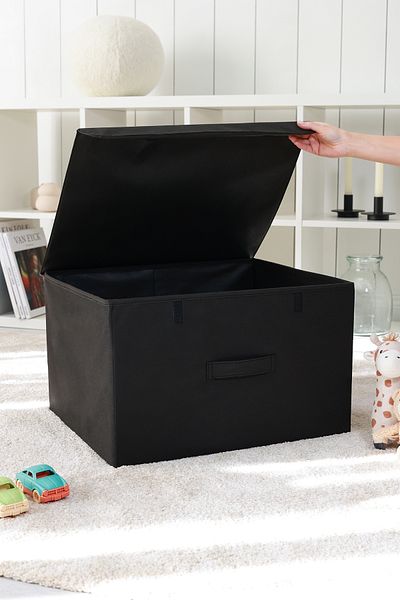 REKHOME Black Covered In-Cabinet Laundry Toy Organizer Folding Storage Box Storage Bag 48x40x30