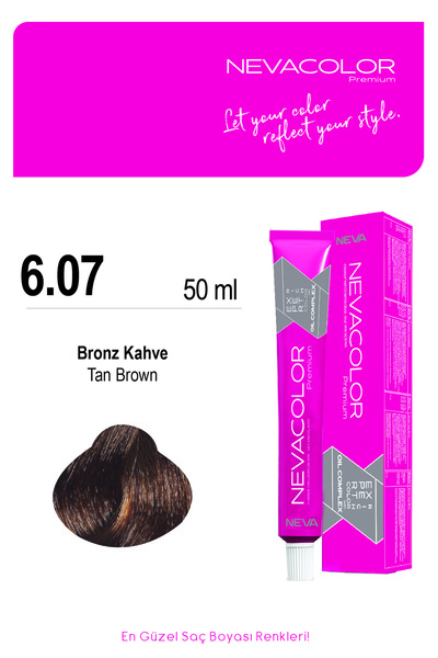 Nevacolor Premium 6.07 BRONZ KAHVE Kalıcı Krem Saç Boyası 50ml