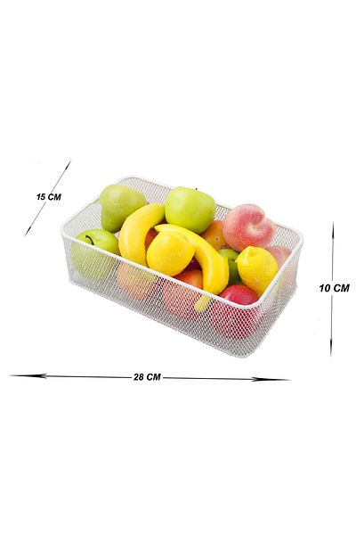 VENON Derk White Metal Basket 28 X 15 Fruit Basket Crisper Makeup Material Organizer