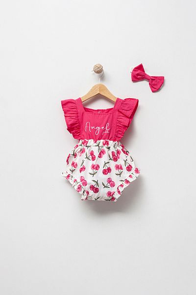 Jikko Baby Baby Girl Fruit Patterned Bandana Romper Jumpsuit