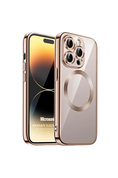 Microsonic Apple iPhone 14 Pro Max Kılıf MagSafe Luxury Electroplate Rose Gold