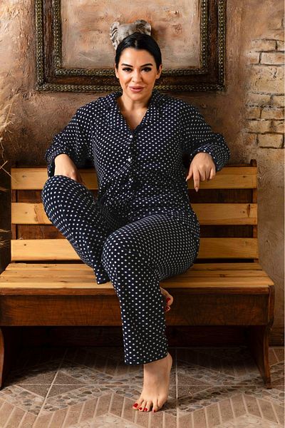 Sude HOMEWEAR PLUS SIZE SHIRT FLEECE PAJAMAS SET
