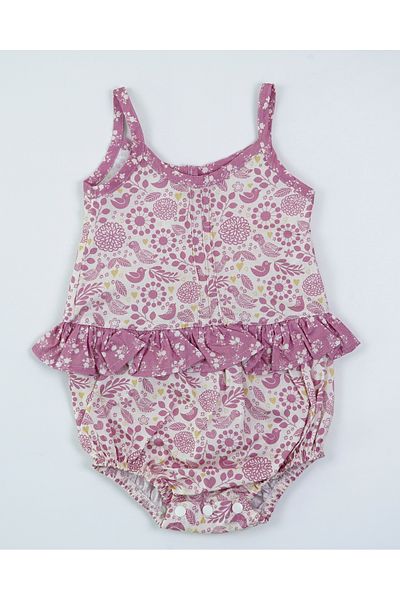 Baby Minty BIRD PATTERNED RUFFLE ROMPER WITH STRAP