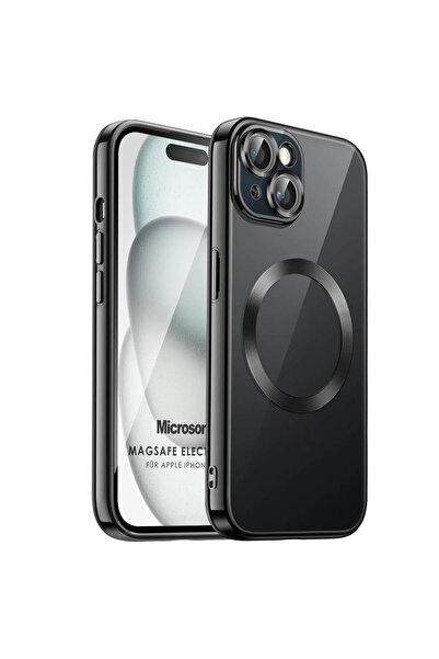 Microsonic Apple iPhone 15 Kılıf MagSafe Luxury Electroplate Siyah
