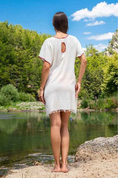 My-o Rochie autentică subțire de muselină cu ciucuri 100% bumbac