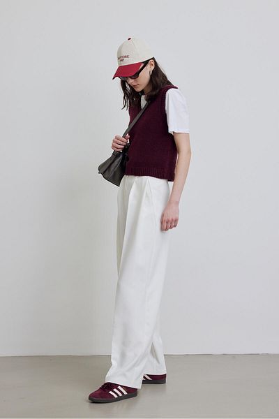 Manuka PALAZZO-HOSE MIT PFLASTERDETAILS WEISS