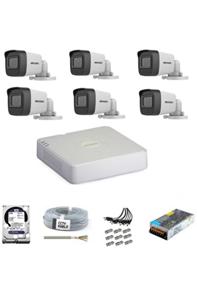 Hikvision Haıkon 6 Kameralı Güvenlik Kamera Hazır Set 1tb 7/24 Hdd-1tb Kayıt ...