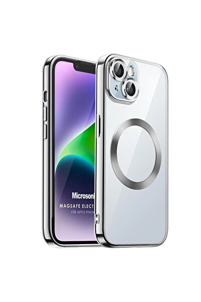 Microsonic Apple iPhone 14 Kılıf MagSafe Luxury Electroplate Gümüş