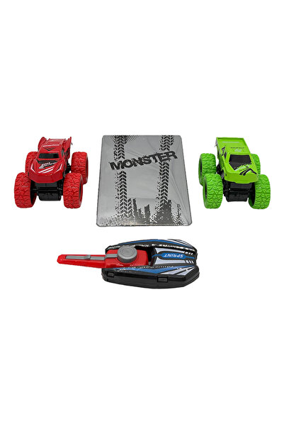 Gokidy Metal Fırlatıcılı Rampalı Monster Truck 2'li Set - Kırmızı-Yeşil