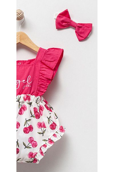 Jikko Baby Baby Girl Fruit Patterned Bandana Romper Jumpsuit