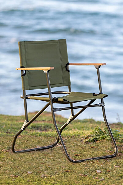 Exent 120 kg taşıma kapasiteli büyük kaliteli ultra dayanıklı kamp sandalyesi-Haki