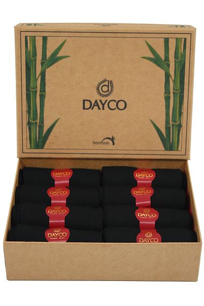 DAYCO Premium καλοκαιρινές ανδρικές κάλτσες μπαμπού σετ 8 Μαύρες με κουτί Kraft