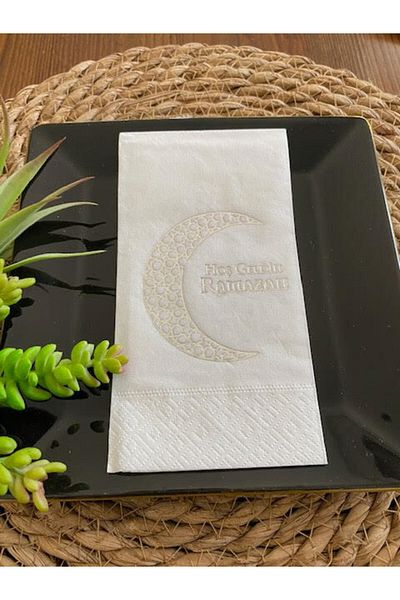 kidspartim Ασημί επιχρυσωμένο λευκό Welcome Ramadan Waiter Πτυσσόμενο 16 τεμαχίων Νέο μοντέλο