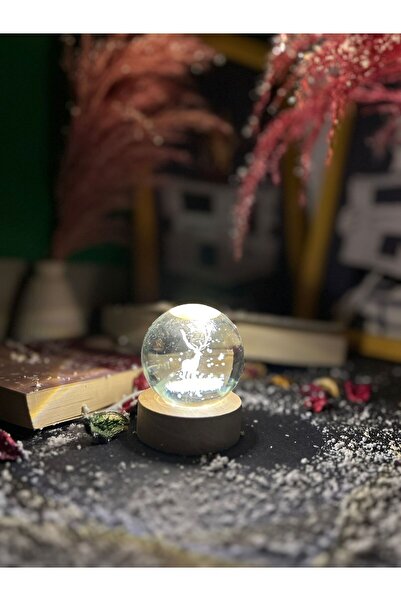 DURAK AKSESUAR 3d Geyikli gün ışıklı cam küre