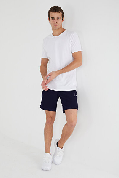 UNIQROY Erkek Şort Koyu Lacivert Regular Fit Esnek Belli Fermuarlı Yan Ve Arka Cep