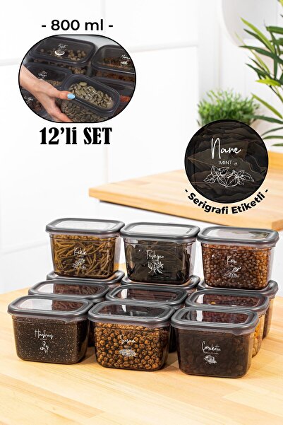 Vienev Set de 12 borcane dreptunghiulare pentru condimente Peggy cu etichetă ...