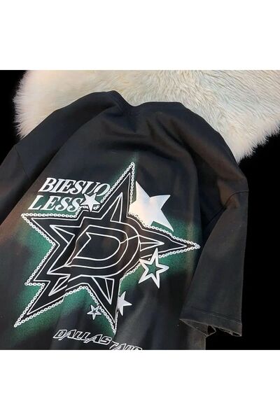 Gofeel Y2k Biesuoless Star Detail Unisex Oversize Kalıp T-Shirt