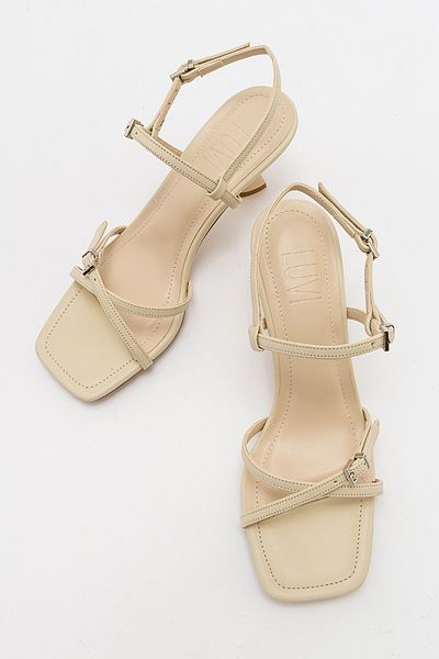 LuviShoes NEBEL Ecru Skin Sandalen mit Absatz für Damen