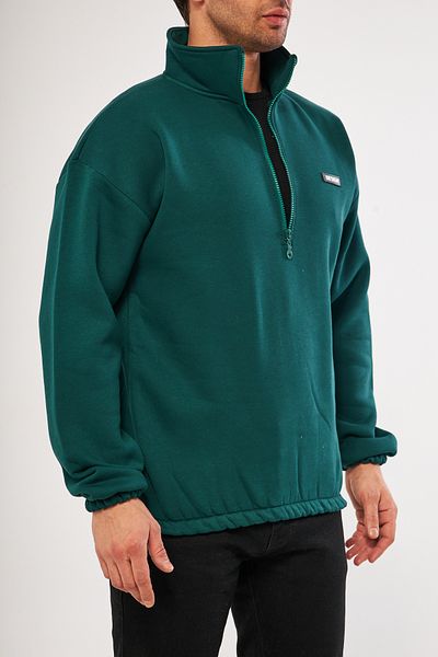 GHASSY CO. Ghassy Co. Hanorac pentru bărbați, cu jumătate de fermoar, supradimensionat, cu fleece elastic în interior, cu talie și mâneci