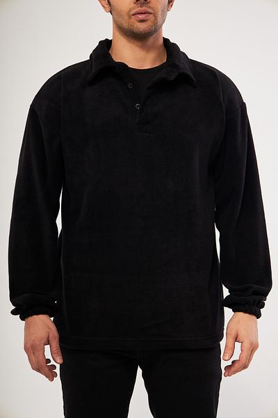 GHASSY CO. Ghassy Co. Men's Oversize Adjustable Waist Elastic Shirt Collar Fleece Sweatshirt
