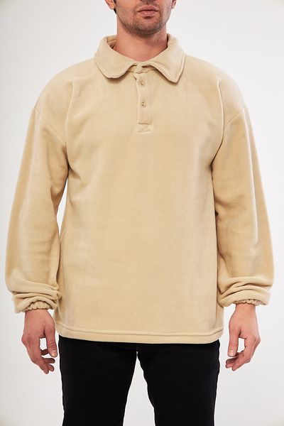 GHASSY CO. Ghassy Co. Men's Oversize Adjustable Waist Elastic Shirt Collar Fleece Sweatshirt