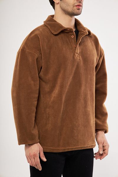 GHASSY CO. Ghassy Co. Men's Oversize Adjustable Waist Elastic Shirt Collar Fleece Sweatshirt