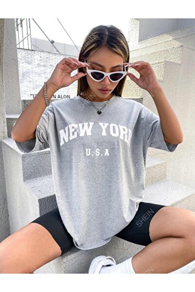 MYDARKSTYLE Women's USA New York Printed Oversize T-shirt