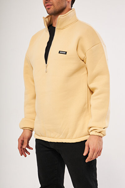 GHASSY CO. Ανδρικό φούτερ με μισό φερμουάρ Ghassy Co. με ελαστικό φλις μέσα στη μέση και μανίκι