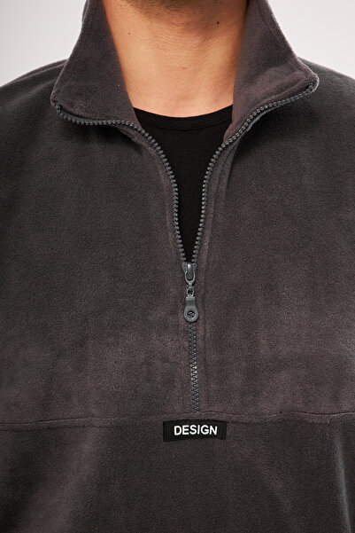 GHASSY CO. Ghassy Co. Men's Oversize Regular Stand Collar Half Zipper Fleece Sweatshirt