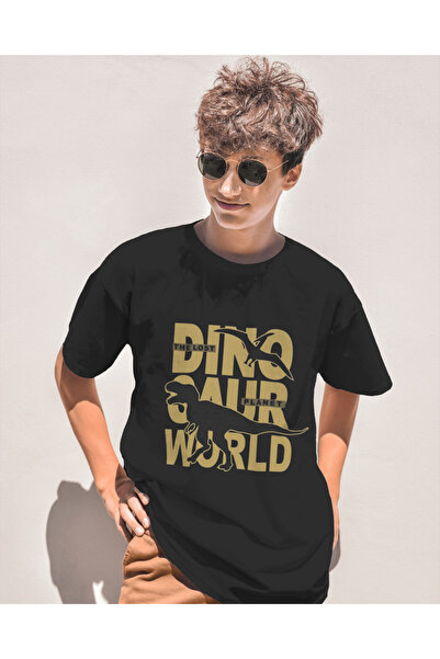 AEMİ Unisex dinosaur Štampano okrugla kragna 100% pamuk paket Oversize kroj c...