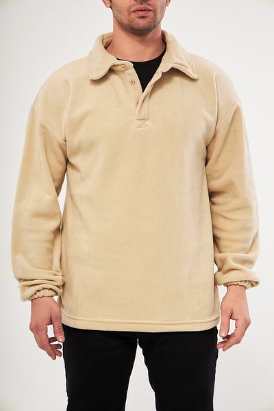 GHASSY CO. Ghassy Co. Men's Oversize Adjustable Waist Elastic Shirt Collar Fleece Sweatshirt