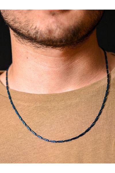 TÜKKAN ACCESSORİES 316l الجراحية الصلب 2 مم الأزرق الداكن مطلي منقوشة Vip سلسلة الصلب قلادة-col72