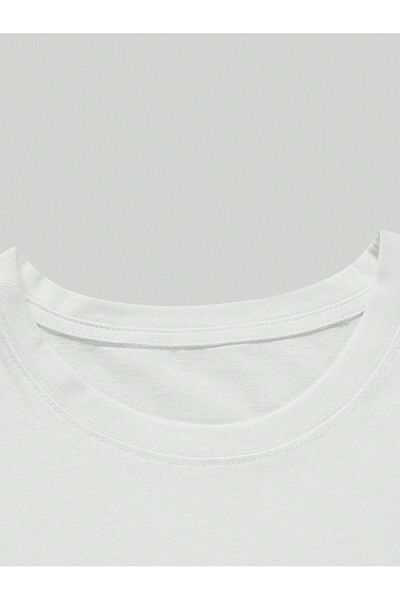Jose Clothing Μπλουζάκι Unisex Λευκό εμπριμέ από οργανικό βαμβάκι Oversize κοντό μανίκι