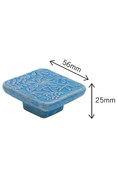 Porcellana Perla Porcelain Furniture-Handle-Cabinet-Drawer-Furniture Kitchen-Sprout Button-Turquoise-Blue-Stk0114