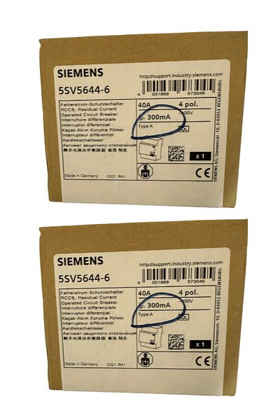 Siemens 40A 300mA 4Pol Residual Current Relay (2 Pieces)