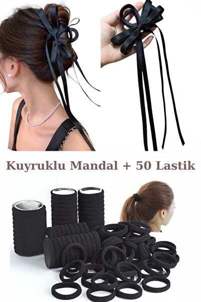 Diloshtrend Design Kadın 50 Lastik + 1 Adet Kuyruklu Mandal Toka Seti