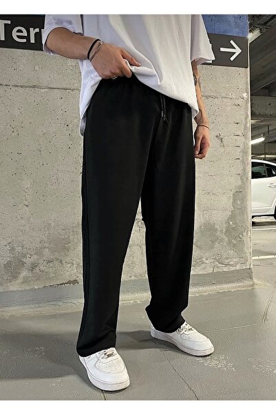 FİTGO Ανδρικό φαρδύ 3 νήματα ίσιο πόδι Loose Fit Άνετο παντελόνι φούτερ με φλ...